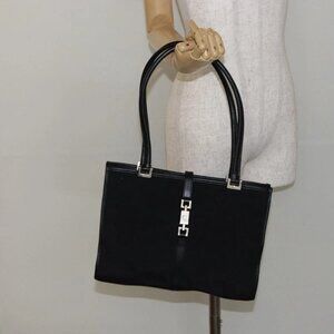 GUCCI Jackie Shoulder Bag Nylon Black Silver
